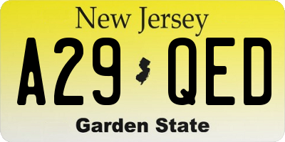 NJ license plate A29QED