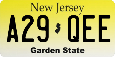 NJ license plate A29QEE