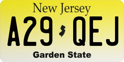 NJ license plate A29QEJ