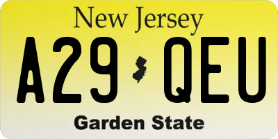 NJ license plate A29QEU