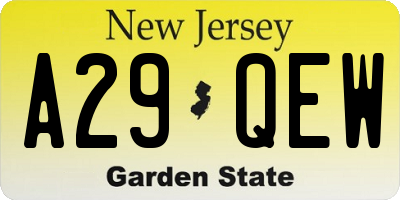 NJ license plate A29QEW