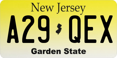 NJ license plate A29QEX