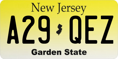 NJ license plate A29QEZ