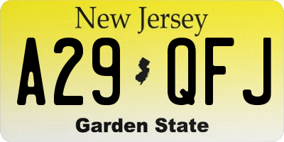 NJ license plate A29QFJ