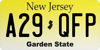 NJ license plate A29QFP