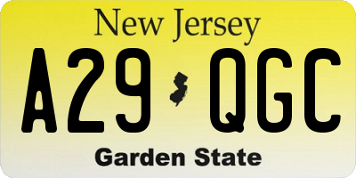 NJ license plate A29QGC