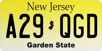 NJ license plate A29QGD