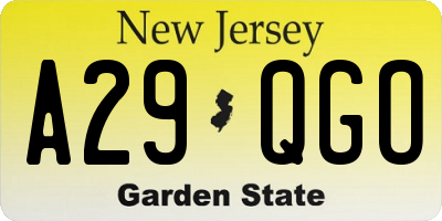 NJ license plate A29QGO