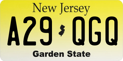 NJ license plate A29QGQ