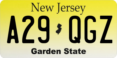 NJ license plate A29QGZ