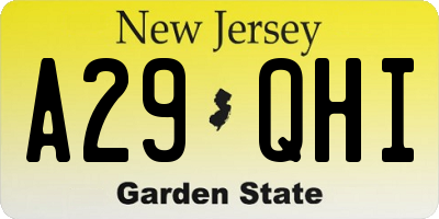 NJ license plate A29QHI
