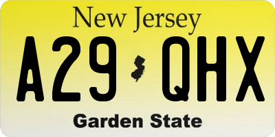 NJ license plate A29QHX
