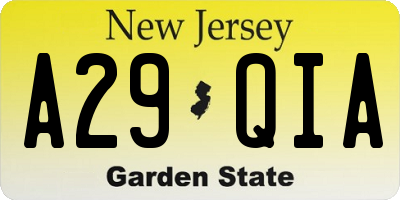 NJ license plate A29QIA