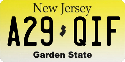 NJ license plate A29QIF