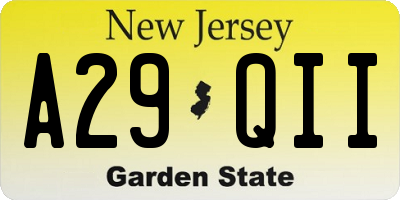 NJ license plate A29QII