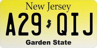 NJ license plate A29QIJ