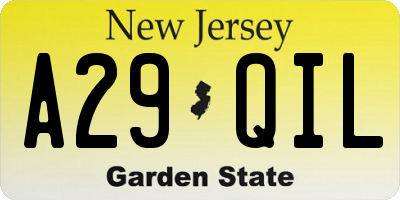 NJ license plate A29QIL