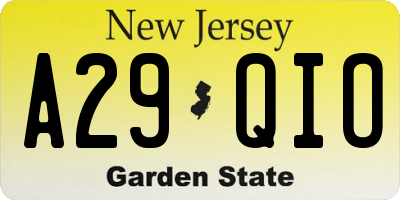 NJ license plate A29QIO