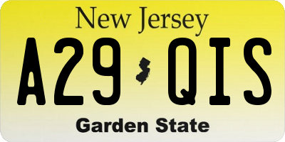 NJ license plate A29QIS