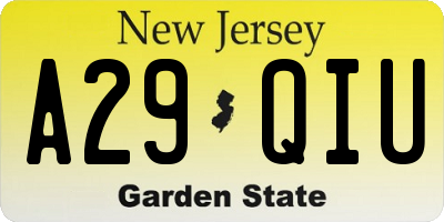 NJ license plate A29QIU