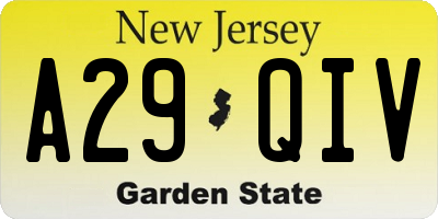 NJ license plate A29QIV