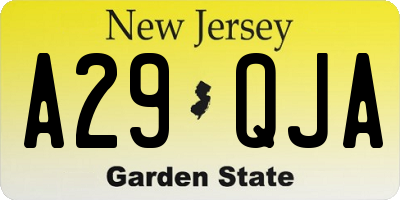 NJ license plate A29QJA