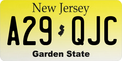NJ license plate A29QJC