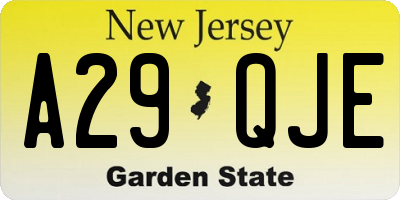 NJ license plate A29QJE