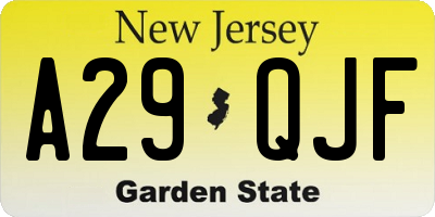 NJ license plate A29QJF
