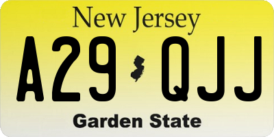 NJ license plate A29QJJ