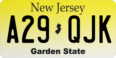 NJ license plate A29QJK