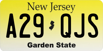 NJ license plate A29QJS