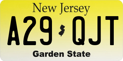 NJ license plate A29QJT