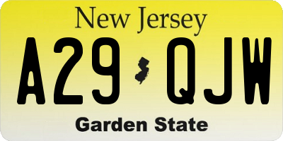 NJ license plate A29QJW