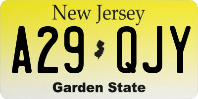 NJ license plate A29QJY