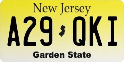 NJ license plate A29QKI