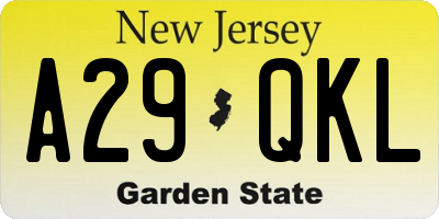 NJ license plate A29QKL