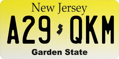 NJ license plate A29QKM