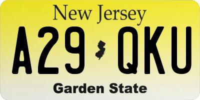 NJ license plate A29QKU