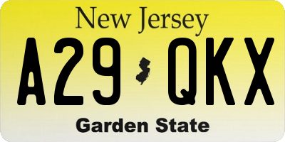 NJ license plate A29QKX