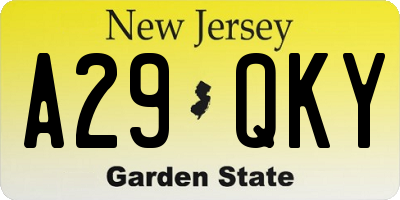 NJ license plate A29QKY
