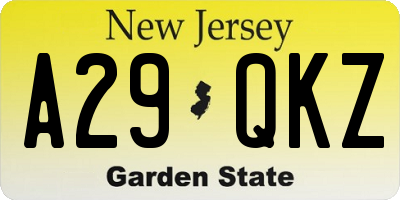 NJ license plate A29QKZ