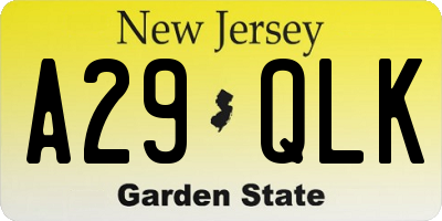 NJ license plate A29QLK