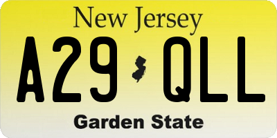 NJ license plate A29QLL