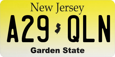 NJ license plate A29QLN