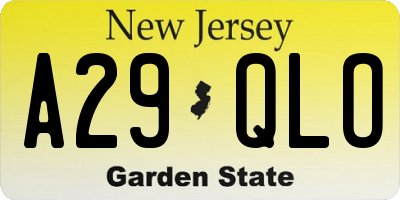 NJ license plate A29QLO