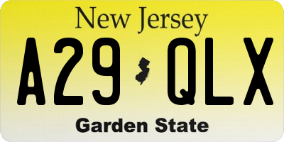 NJ license plate A29QLX