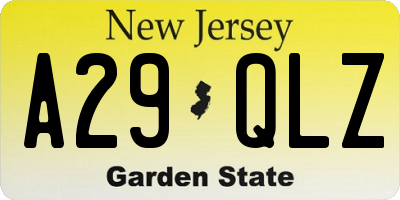 NJ license plate A29QLZ