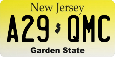 NJ license plate A29QMC