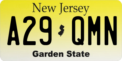 NJ license plate A29QMN